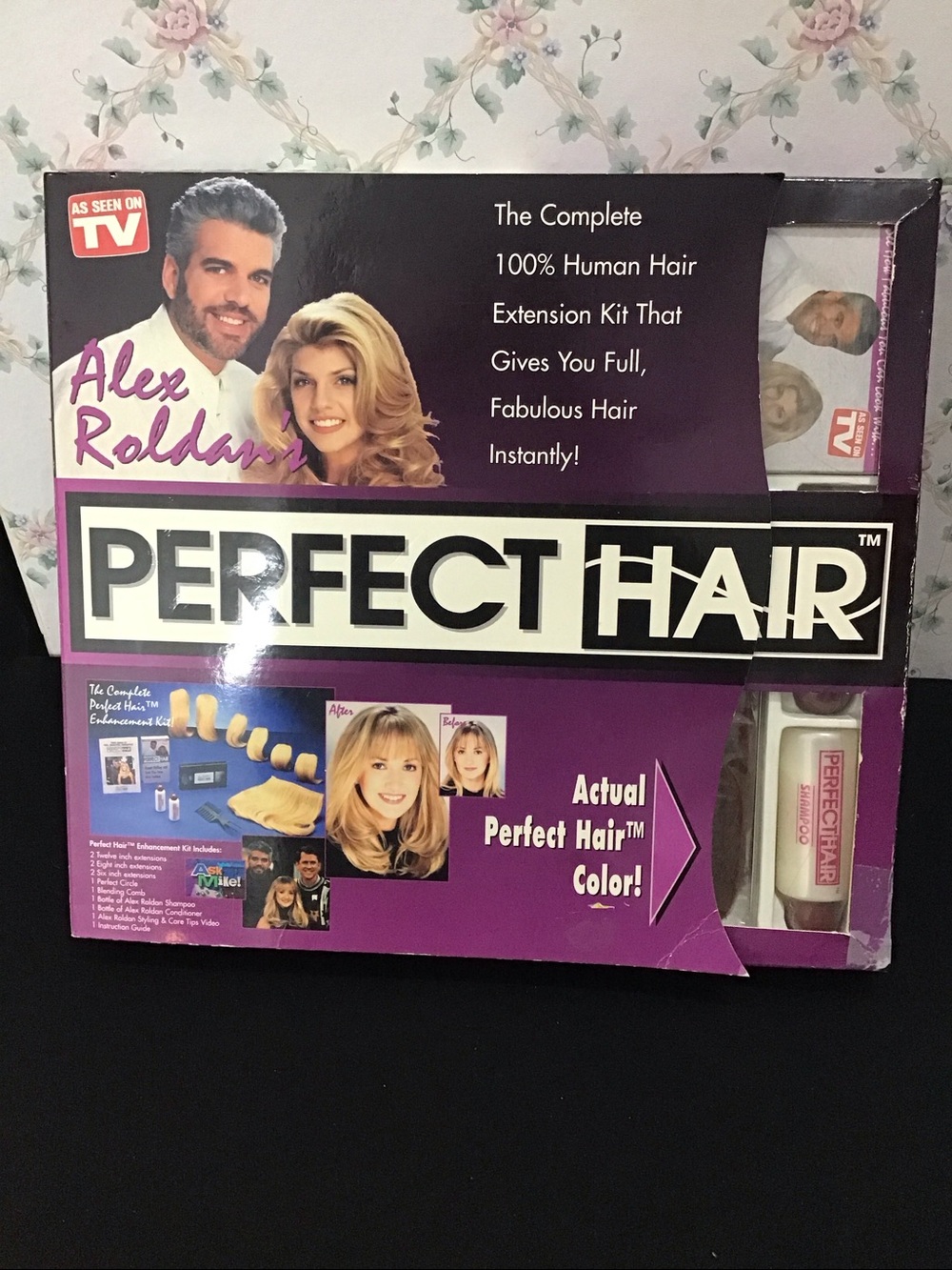 Vintage Alex Roldan Perfect Hair Extension Kit As Seen on TV 100% Human Hair New
